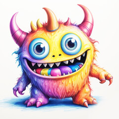 Naklejka premium Colorful cute monster painting