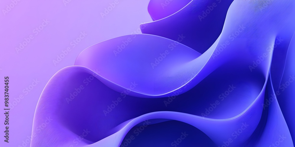 Poster abstract purple background with curved lines, minimalistic design, simple shapes, and a gradient of 