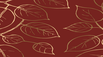 Luxurious golden botanical background. Printable wallpapers, covers, wall art, greeting card, wedding cards, invitations.