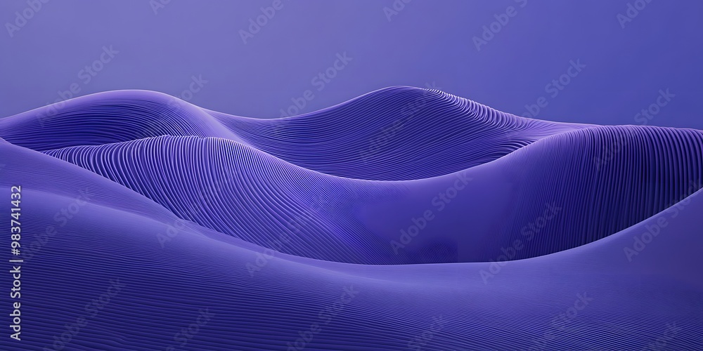 Poster abstract purple background with curved lines, minimalistic design, simple shapes, and a gradient of 