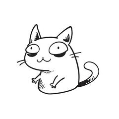 Cute and funny doodle style cat character illustration
