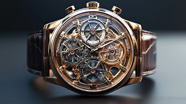 Intricate mechanical watch showcasing craftsmanship and design.