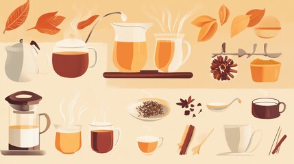 Warm Beverage Collection with Tea and Tea Accessories