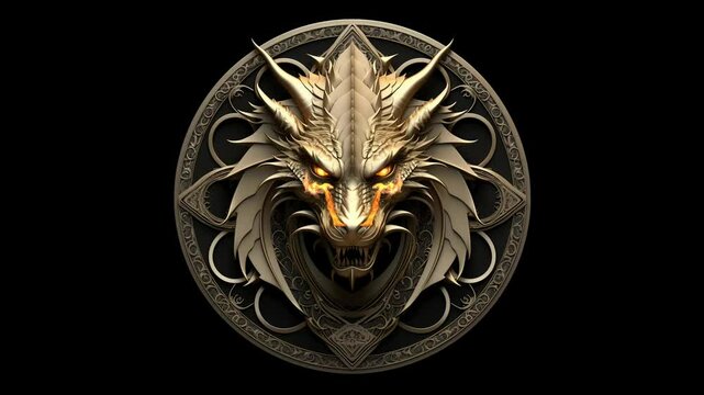 Circular Design Fire-Breathing Dragon Emblem