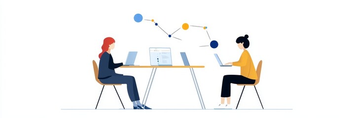 Two people are working together on a project using laptops, showcasing teamwork, communication, and shared ideas.