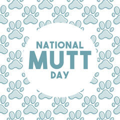 National Mutt Day. Seamless pattern paw print icon. Poster, banner, card, background.