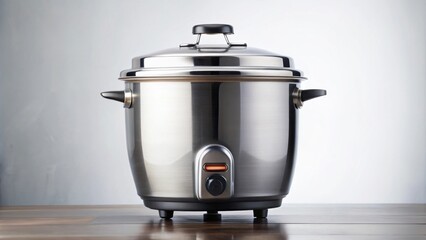 Stainless steel rice cooker with steaming tray for easy meal preparation, rice cooker, stainless steel, steamer