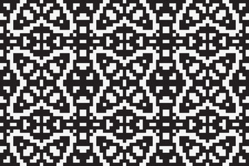 Vector monochrome ornamental pattern in ethnic style. Traditional folk motif. Abstract geometric seamless texture with floral shapes, grid,