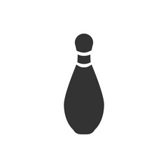 Simple Black Bowling Pin Icon on White Background. black bowling pin icon on a white background, representing sports, recreation, and leisure activities in a clean and modern design.