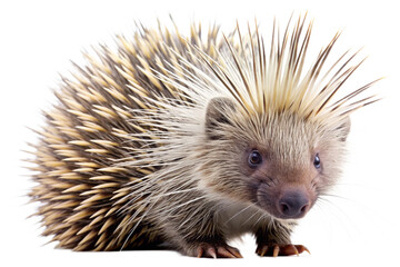 Obraz premium Porcupine close-up with sharp quills on transparent background