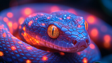 Fototapeta premium The red snake. The symbol of the year 2025.