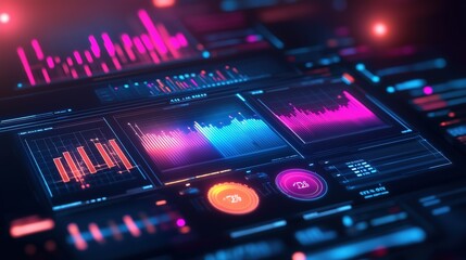 Obraz premium Glowing Customer Satisfaction Dashboard Visualization