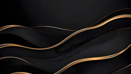 Black background with golden waves, elegant and sophisticated,