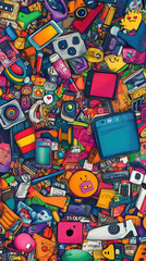 Obraz premium colorful doodle art wallpaper. doodle art cartoon background