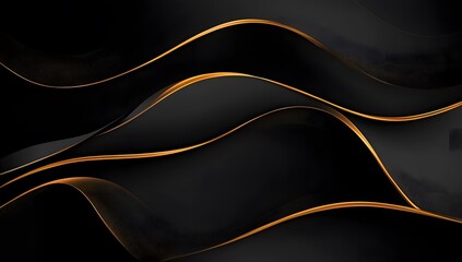 Black background with golden waves, elegant and sophisticated,