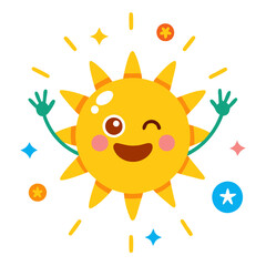 Cheerful sun icons with various facial expressions illustration
