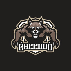 Raccoon mascot logo design vector with modern illustration concept style for badge, emblem and t shirt printing. Angry raccoon illustration for sport team.