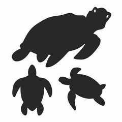 black and white turtle silhouette