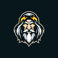Zeus mascot logo design vector with modern illustration concept style for badge, emblem and t shirt printing. Zeus head illustration.