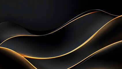 Black background with golden waves, elegant and sophisticated,