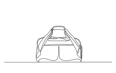 One continuous line drawing fitness bag. Sport bag in single line illustration.