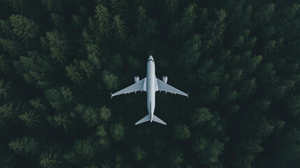 Fototapeta premium airplane down view natural light in the forest