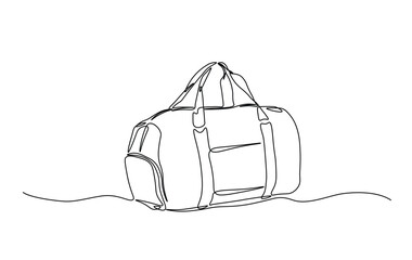 One continuous line drawing fitness bag. Sport bag in single line illustration.