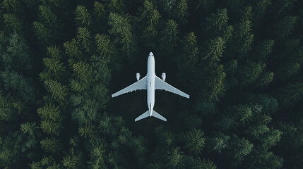 Fototapeta premium airplane down view natural light in the forest