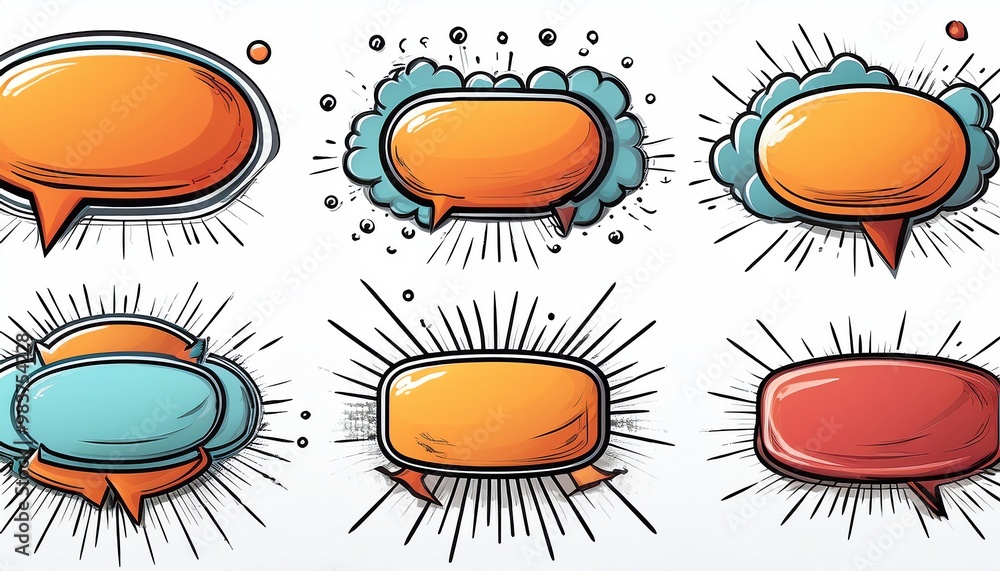 Poster colorful speech bubbles with dynamic backgrounds, conveying vibrant communication and expression in 