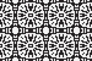 Fototapeta premium Vector monochrome pixel background. Abstract seamless pattern with small random scattered squares, rectangles, tiny dots. Black and white minimal