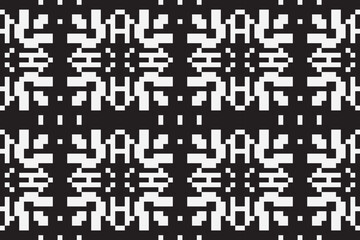Fototapeta premium Vector monochrome pixel background. Abstract seamless pattern with small random scattered squares, rectangles, tiny dots. Black and white minimal