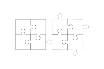  Puzzle pieces vector set. Puzzle jigsaw on white background. Set of puzzle pieces. Vector illustration