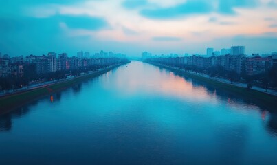 Fototapeta premium Cityscape with a river.