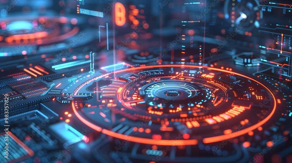 Poster an abstract representation of a futuristic control center with visualizations of different schedulin
