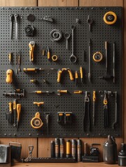 Organized Bike Repair Tools on a Wall Panel