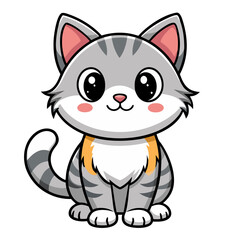 Obraz premium Cute and funny doodle cartoon cat or kitten illustration 