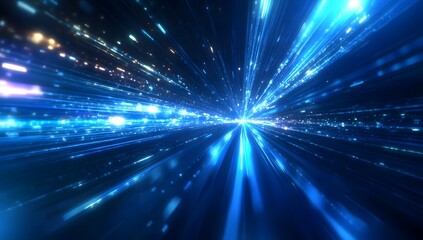 Blue light speed background with a blur effect background.