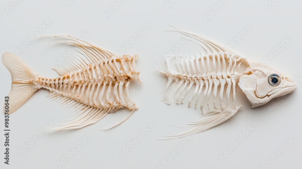 Aufkleber fish skeletons displaying intricate bone structure