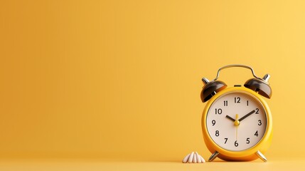 Classic Yellow Alarm Clock on Vibrant Yellow Background