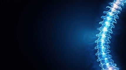 Glowing Abstract Spine with Blue Background