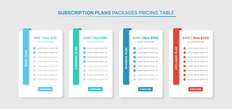 Subscription Plans Pricing Table Packages Infographic Template