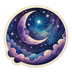 Moonlit night sky filled with stars and a glowing moon above the Earth, capturing the beauty of the cosmos in a serene, abstract illustration