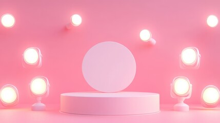 A minimalistic pink stage with spotlighting, ideal for presentations or displays.