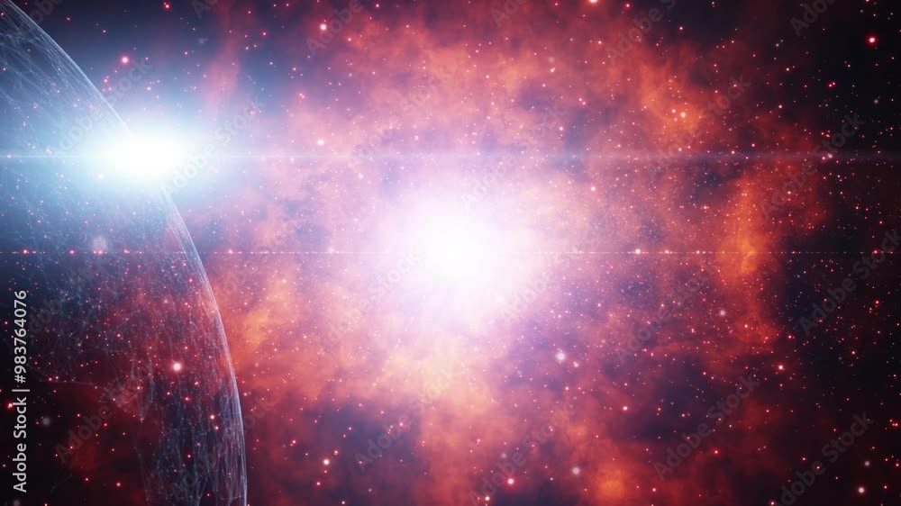Poster loop dangerous cosmos light with artistic planet animation.