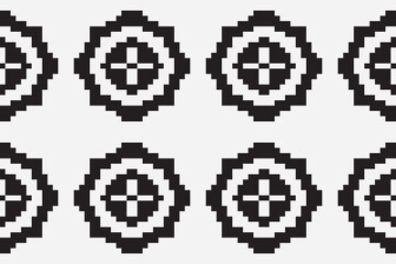 Vector monochrome pixel background. Abstract seamless pattern with small random scattered squares, rectangles, tiny dots. Black and white minimal