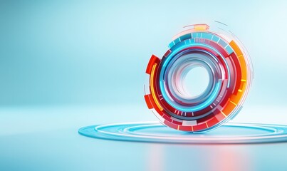 Abstract Geometric Circle with Red, Orange and Blue Lights