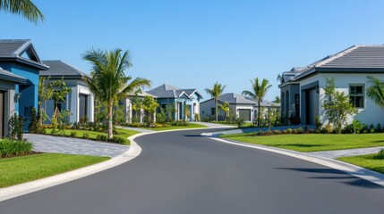 Suburban Street with Palm Trees
