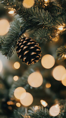 Obraz premium Christmas tree decorations. Golden Christmas ball. tree Christmas with ball wallpaper