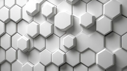 Fototapeta premium Abstract white hexagonal wall design with varying depths.