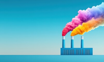 Fototapeta premium Colorful Smoke From Factory Chimneys.